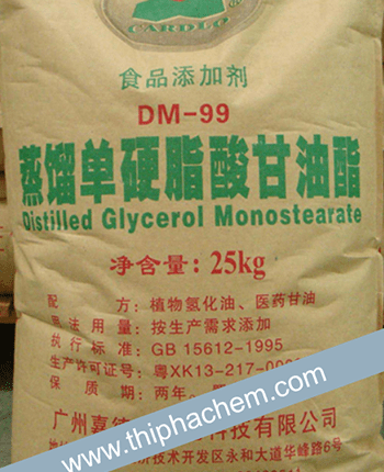 Distilled Glycerol Monostearate, Distilled Monoglycerides, Distilled Glycerin Monostearate, Bột nở, sáp bôi trơn, E471, phụ gia phân tán màu, phụ gia thực phẩm, phụ gia làm kem, phụ gia nhựa.